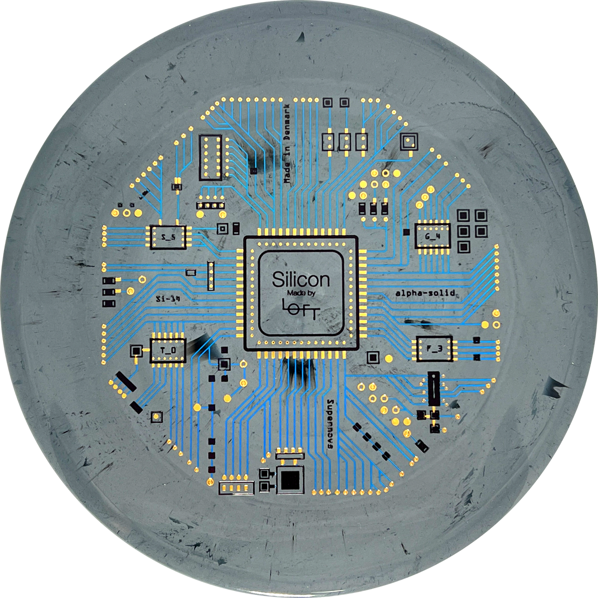 Alpha-solid Silicon Supernova Microchip Stamp